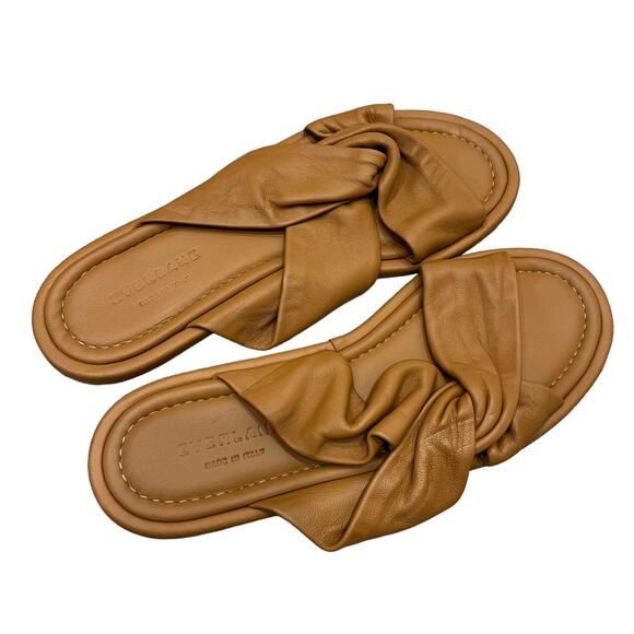 EVERLANE The Day Twist Sandal Desert Tan Leather Slip On Flat Heel Size 7.5 NEW - Picture 6 of 8